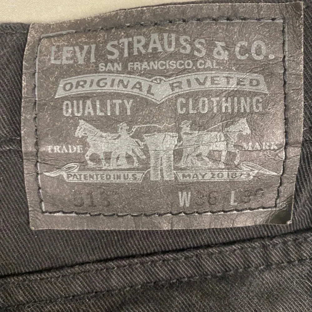 Levi's 513 Slim Straight Flex‎ Black Jeans Men's W36 L30 Stretch Denim